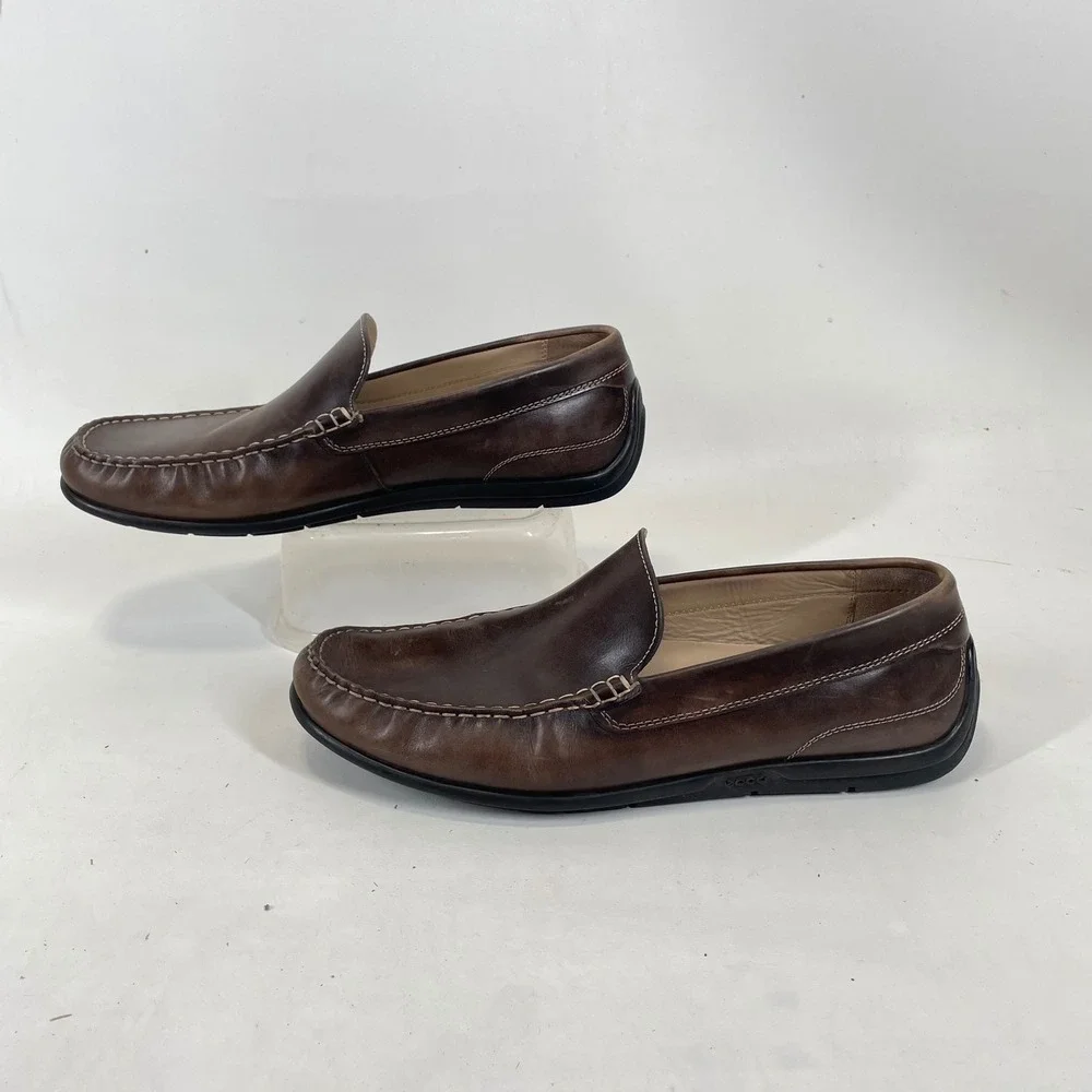 ECCO Classic Moc 2.0 Mens Brown Leather Driving Loafers EU 47 US 13-13.5